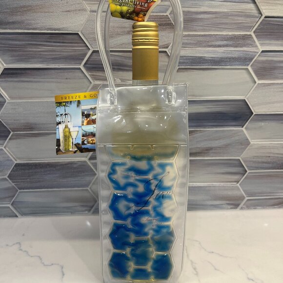 Hostess Gift /Beverage Tote /Ice Bucket To-Go /Chill Bag /Clear/Blue - NWT - Picture 2 of 10